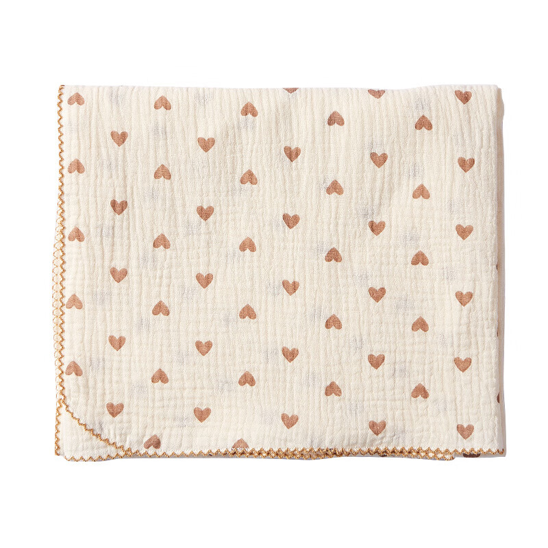 婴儿浴巾纯棉纱布超柔吸水新生儿盖毯初生宝宝洗澡包被儿童毛巾被 淡黄心 110*100