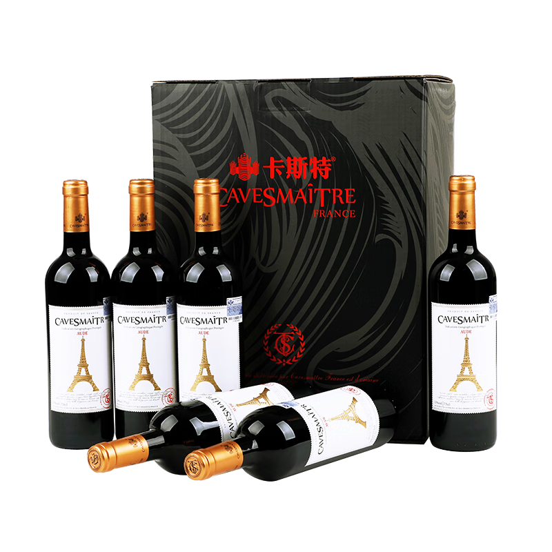 卡斯特(Cavesmaitre)金巴黎之光整箱原裝進(jìn)口紅酒chateau干紅葡萄酒整箱750mL 金巴黎之光整箱+酒刀+酒杯