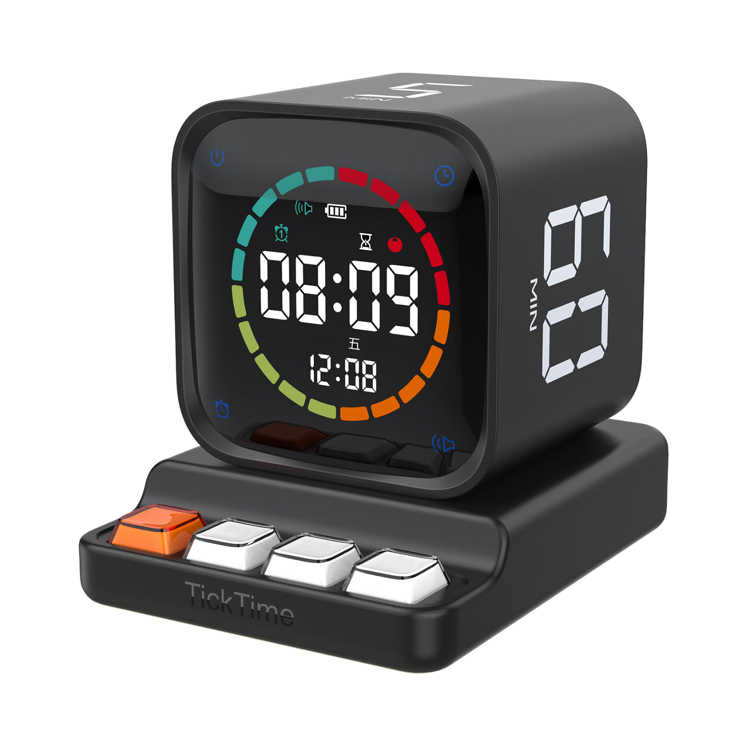 綠巨能(llano)計時(shí)器學(xué)習專(zhuān)用兒童自律時(shí)間管理器智能鬧鐘小學(xué)生男孩翻轉定時(shí)可視化鐘倒計時(shí)提醒時(shí)間小方TK3