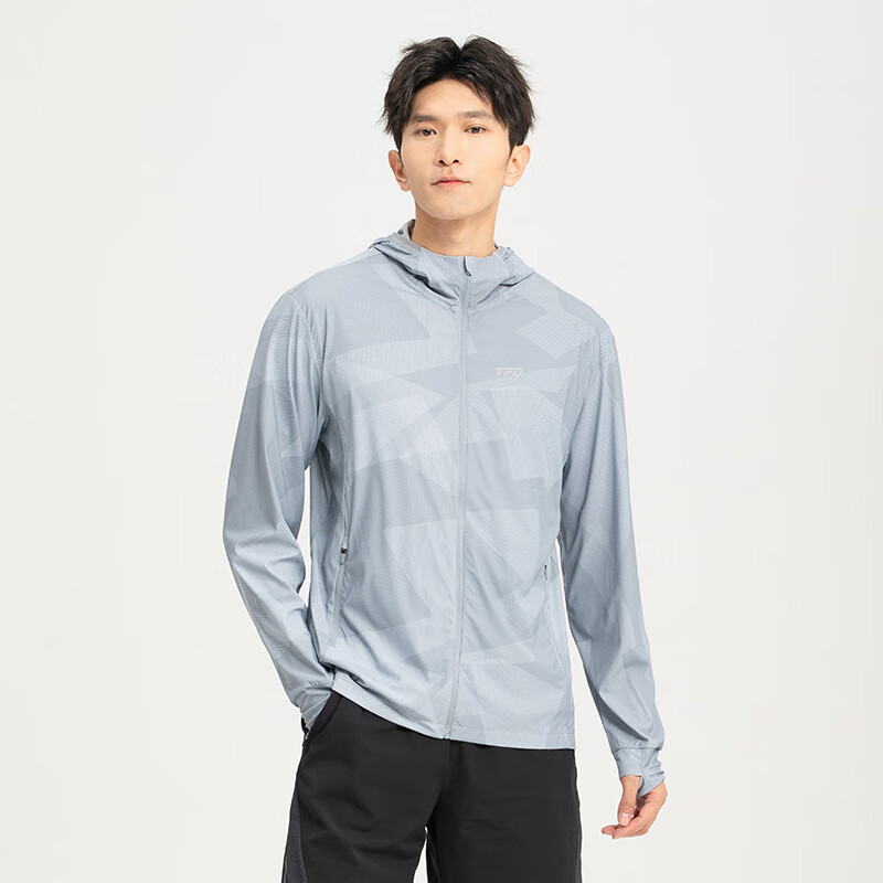 TFO 戶外防曬衣 遮陽透氣皮膚衣 戶外夏季防曬服外套 時(shí)尚連帽防曬衫 男款中灰色 L