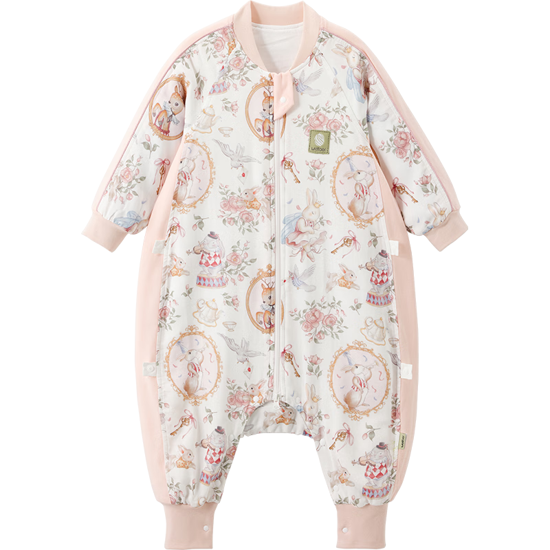 威爾貝魯（WELLBER）嬰兒睡袋1-3歲兒童前6后4桑蠶絲分腿睡衣寶寶春夏 花園音樂會M