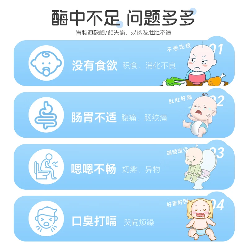 素臣消化酶婴幼儿复合酶宝宝儿童进口消化酶蛋白酶搭配积食肠胃益生菌 3万5酶活性【2瓶1周期】