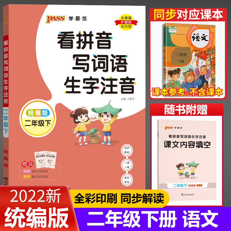 【全新正版】看拼音写词语生字注音2二年级下册部编人教统编版课文填空小学语文默写能手小帮手同步专项训练课时作业本一课一练每日一练语文 二年级下 看拼音写词语生字注音