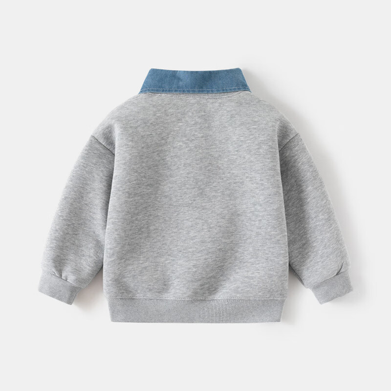 WELLKIDS春季儿童假两件卫衣新款韩版童装男童可拆卸领外套潮宝宝上衣 藏青HONEY熊 110