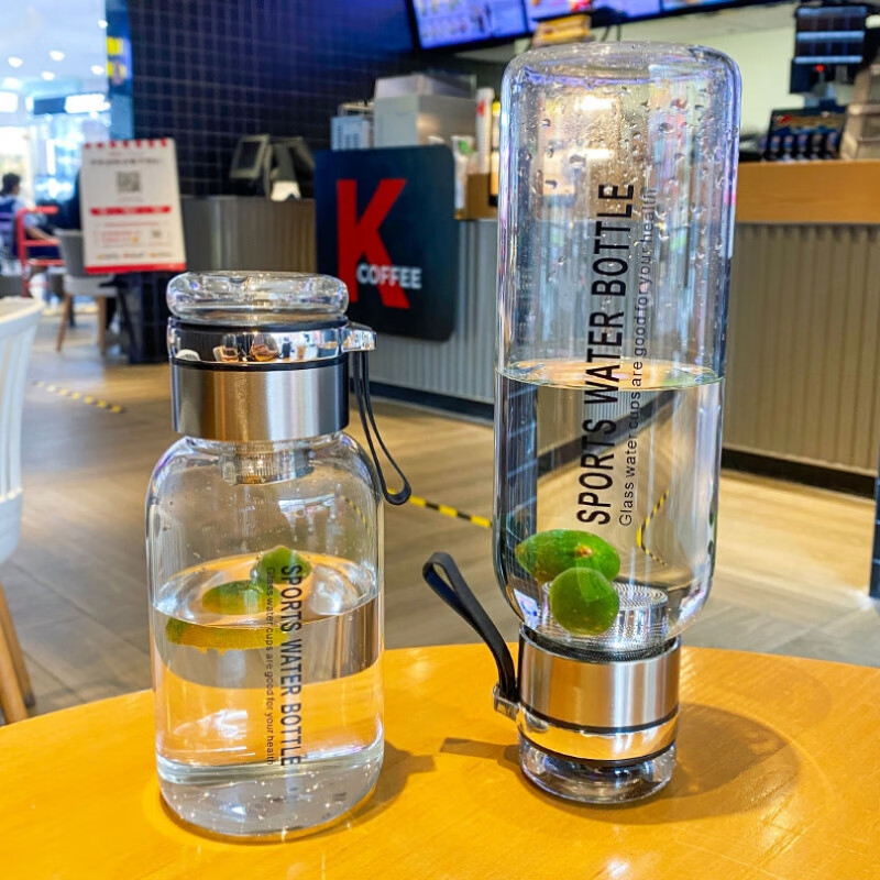 胖东来同款钢化杯防摔玻璃杯不易碎的大号套装防爆男女 24本色(带杯套)1000ml