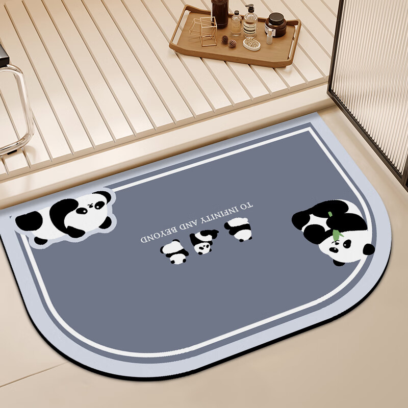 季象地垫浴室卫生间吸水垫洗手间厕所门口防滑垫入户厨房垫子卫浴脚垫 GZN-熊猫萌踪 60X90cm【浴室卫生间专用】