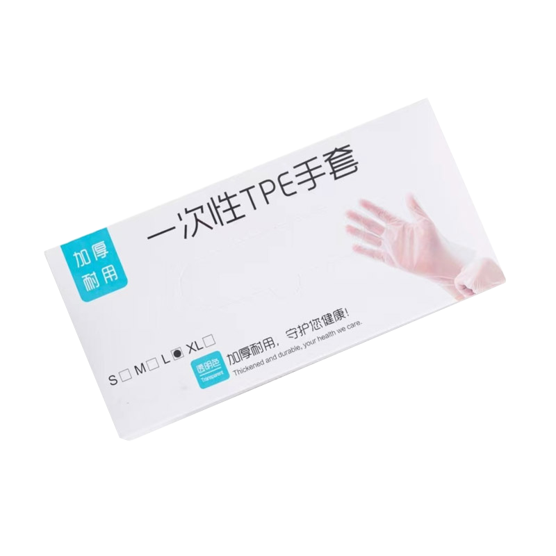 Jepoo一次性TPE手套食品级防护防水防油洗碗餐饮乳胶橡胶美容透明加厚 大码 100只装 1盒 TPE手套