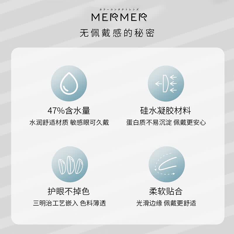 MerMer进口美瞳硅水凝胶高透氧大直径彩色隐形日抛水润敏感眼10片 【素颜高光】西芙天使-星云紫 800度