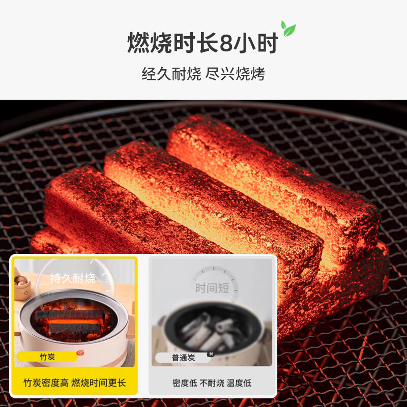 京安途(Jauto)MOON LENCE无烟烧烤木炭竹炭木碳条形空心 围炉取暖火锅炭 8斤