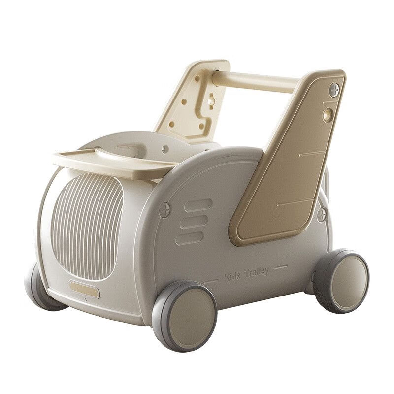 卡宾欧学步车新款多功能儿童手推玩具购物车学步超市手推车玩具车学步车 咖色（手推+收纳+乘坐+牵引+餐盘）