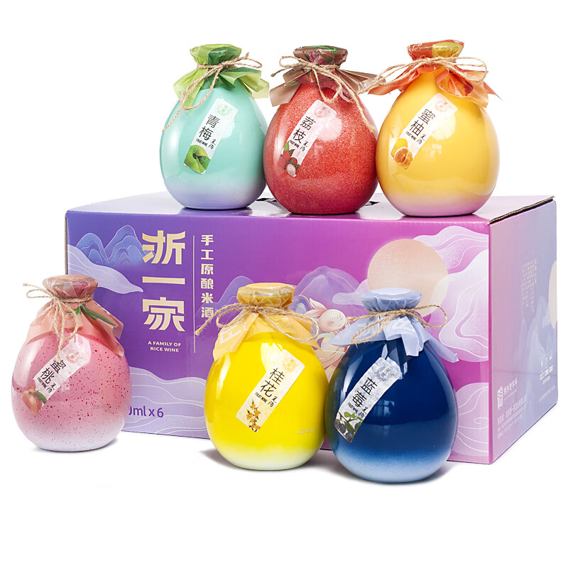 浙一家桃花釀桃花酒醉水果酒女士低度甜酒微醺果味米酒禮盒晚安酒 六味禮盒500mlx6瓶【送開(kāi)瓶器+錘