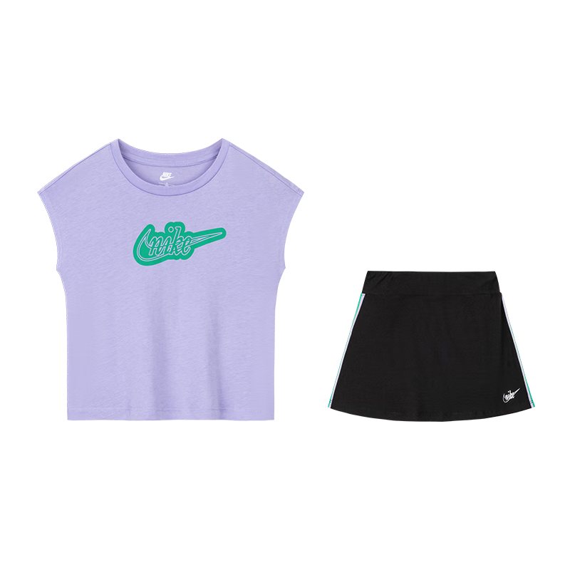 NIKE 耐克童裝女童背心+短裙2件套2025夏季兒童莫代爾帶安全褲套裝