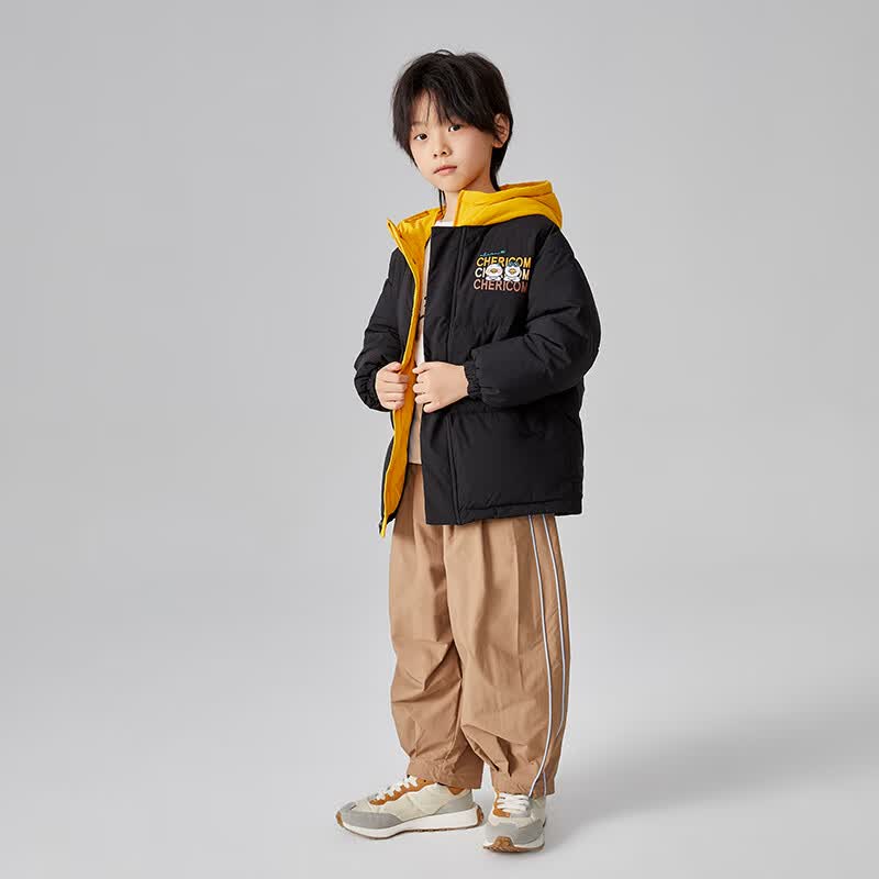 千仞岗秋冬季儿童羽绒服男女童保暖防寒服卡通设计冬装百搭休闲外套反季 活力红 110 cm