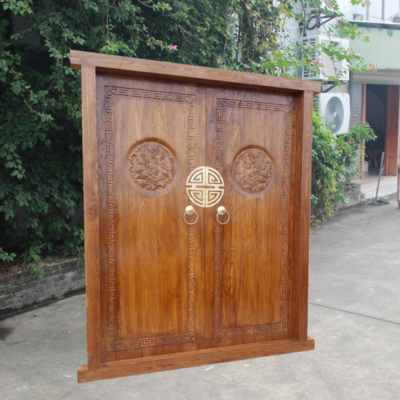 农村实木大门双开门中式别墅庭院门民宿寺庙仿古木门老式对开大门 j款