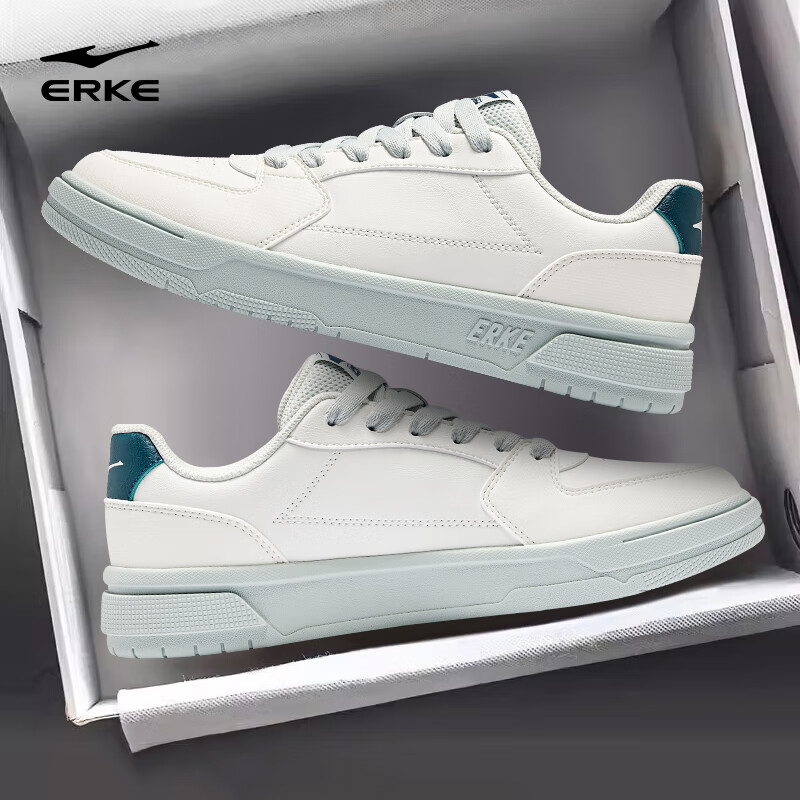 鸿星尔克板鞋冬季新款男鞋经典小白鞋休闲鞋厚底增高滑板鞋百搭运动鞋子男 微晶白/数字青 41