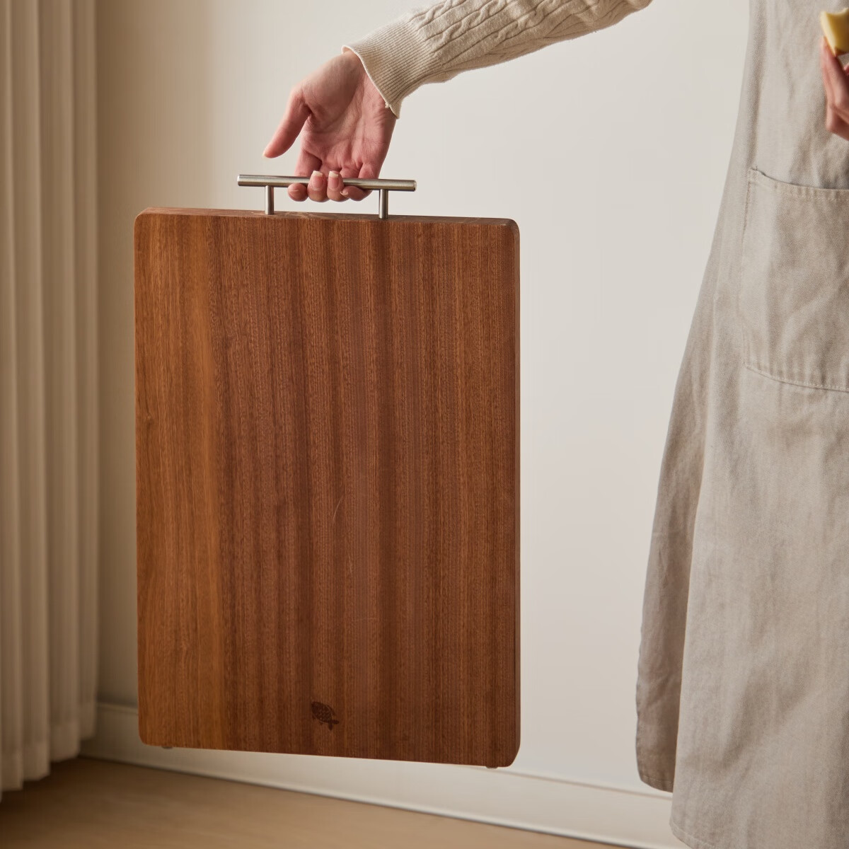 菜板实木乌檀木菜板砧板家用菜板整木厨房用砧板切菜板案板切肉板 深棕色 长方形 50*35cm 3cm