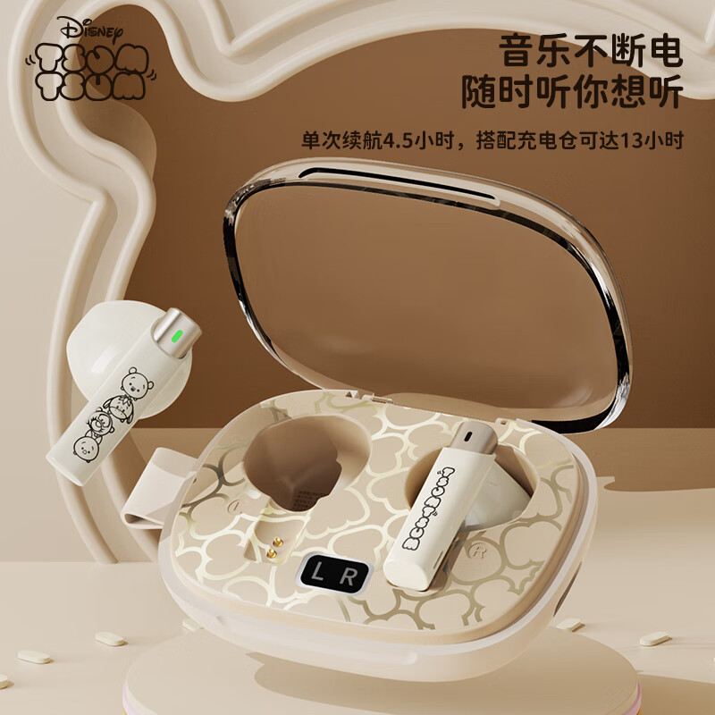 迪士尼DS66半入耳蓝牙耳机超长续航电竞游戏运动高音质无线耳机 玛丽猫 HIFI音质-高清通话