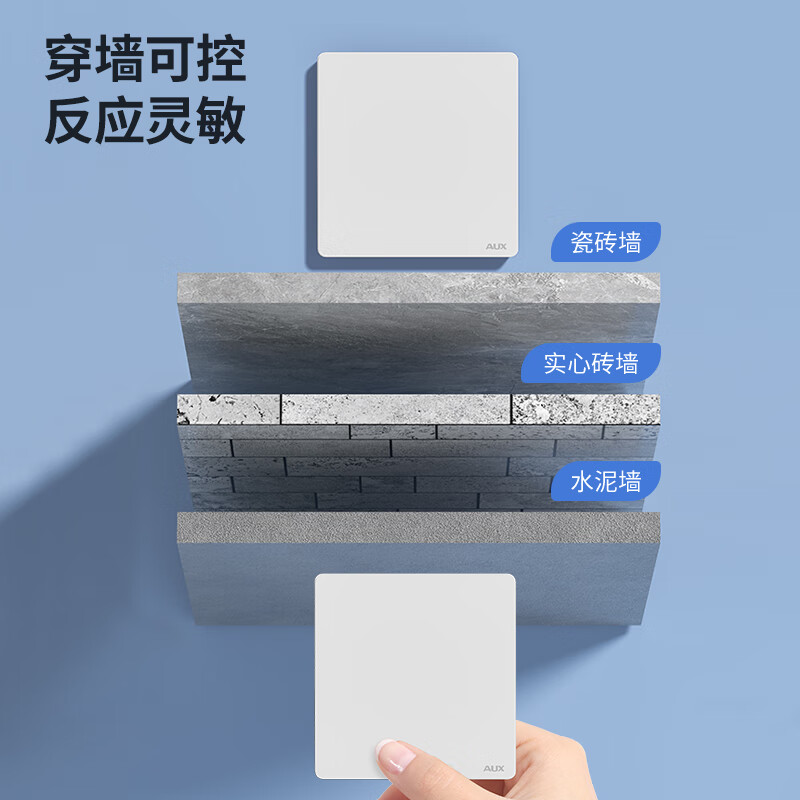 奥克斯开关面板智能开关更换便捷免布线无线插座面板220v遥控随意贴开关 一开白套装:主开关*1+随意贴*1