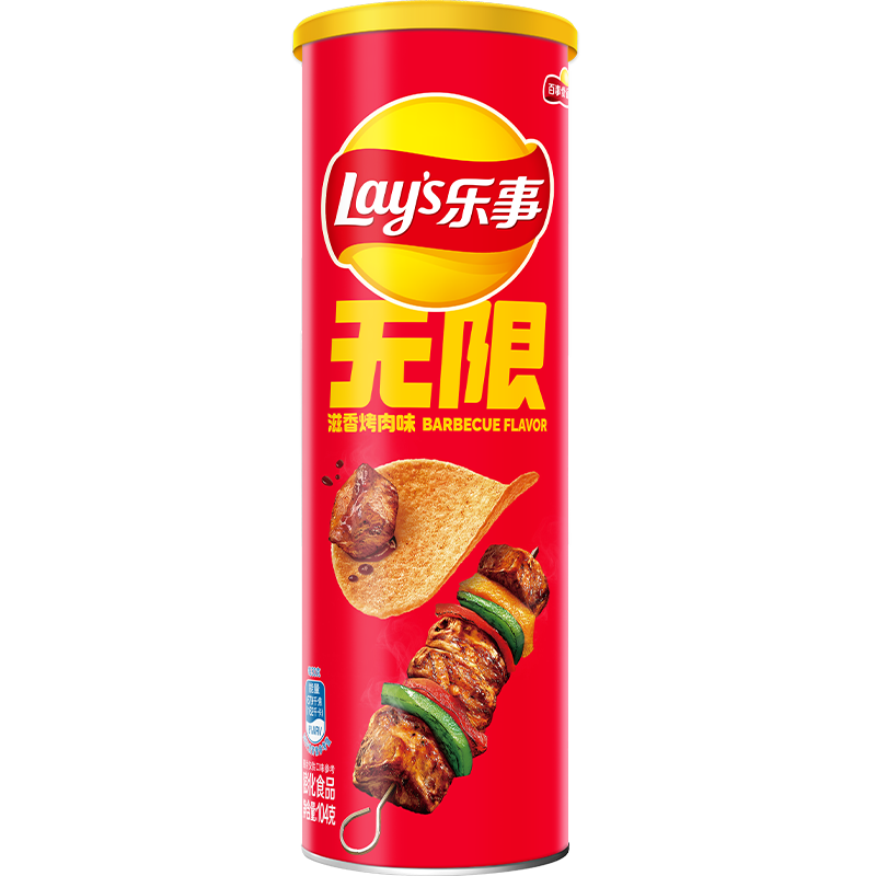 乐事（Lay's）无限薯片 滋香烤肉味 104g 罐装 膨化食品 零食 休闲食品