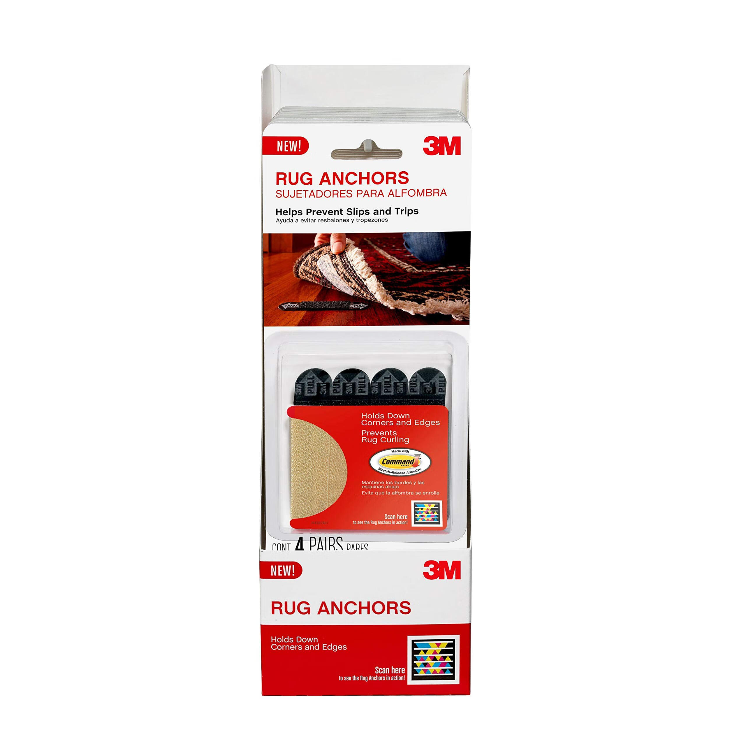 Scotch3M Tekk Protection Anchor Rug System, (Pack of 4)