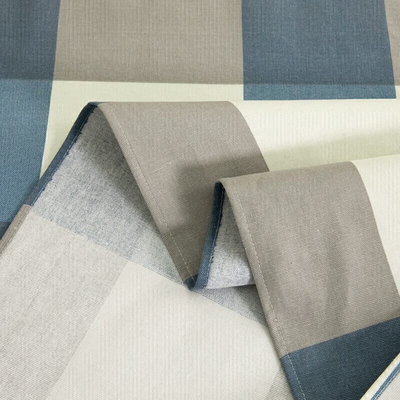 软贝原棉老粗布床单简约格子床单床上用品可水洗老粗布床单 蓝格 230*240cm床单+枕套一对