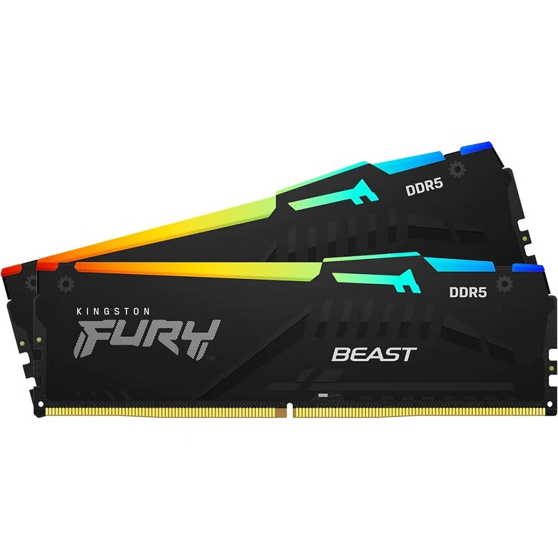 金士顿（Kingston）Kingston野兽 FURY Beast 32GB DDR5 RGB 5600 6000 内存条 32GB套件 (16GB*2) DDR5 1GB 1条 5600MHz
