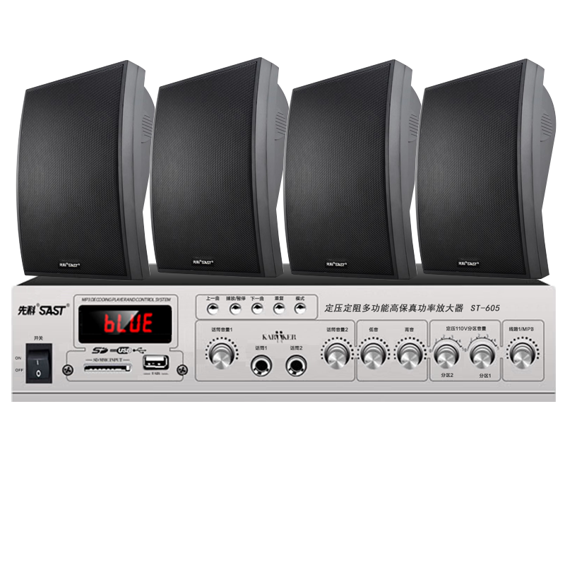 先科（SAST）DW70壁掛式音響套裝30W音箱喇叭150W功放店鋪商用工程會議舞蹈室家用餐廳公共廣播背景音樂一拖四