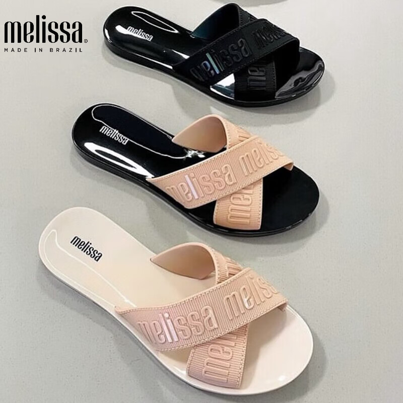 梅丽莎2024新款果冻鞋melissa拖鞋人字拖立体山茶花巴西一字拖外穿 黑山茶花 40