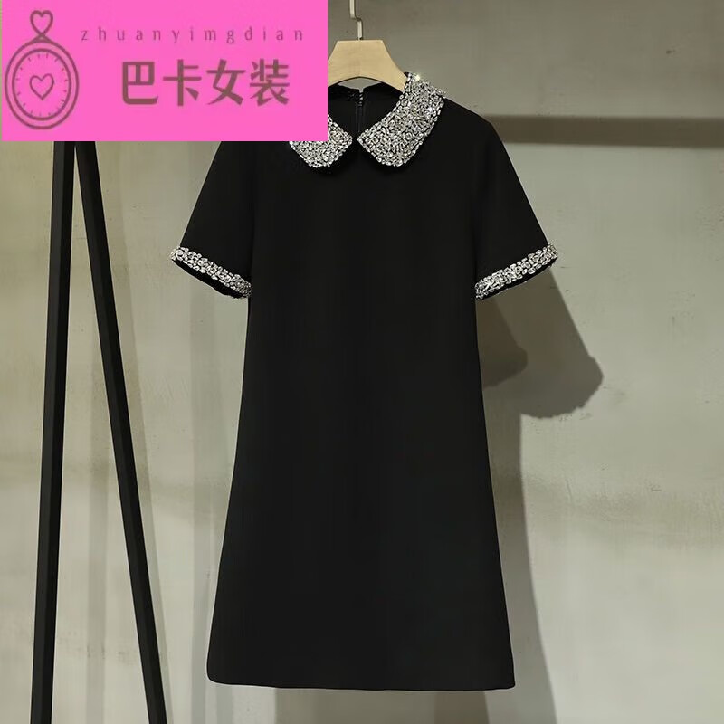 NJTD小個子小香風(fēng)連衣裙女矮個子顯瘦連衣裙女2025裙 黑色 均碼 m