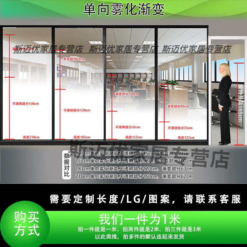 糜嵐圓點漸變膜單向雙向辦公室玻璃貼膜磨砂霧化漸變玻璃紙磨砂膜自粘 白色[單向霧化漸變] 152x100cm