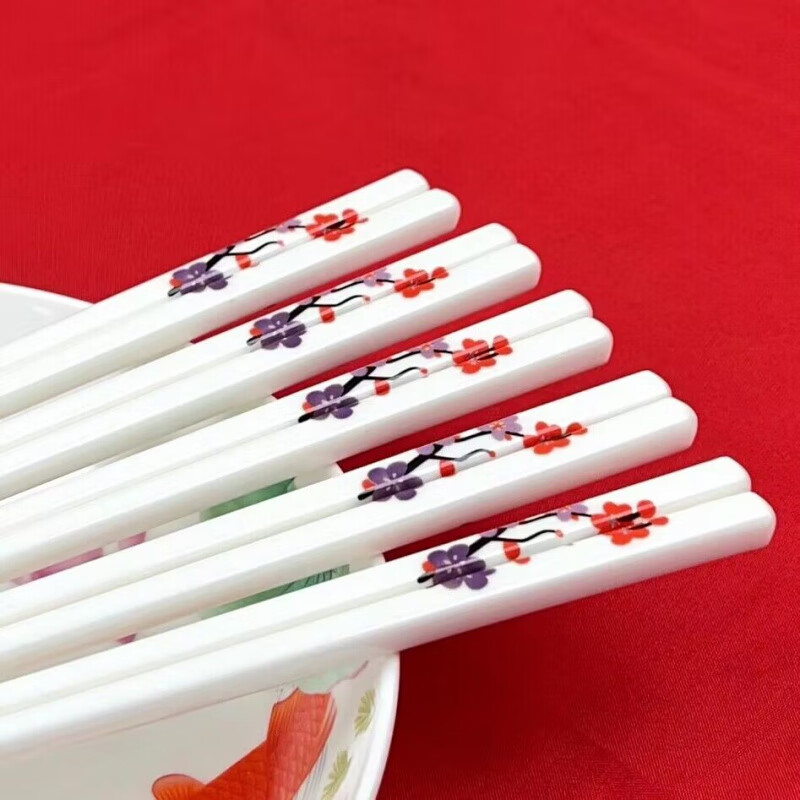 陶瓷筷子景德镇正品2025新款高品质抗菌防霉环保耐高 五色混搭【如图花色】共 朵花 5双