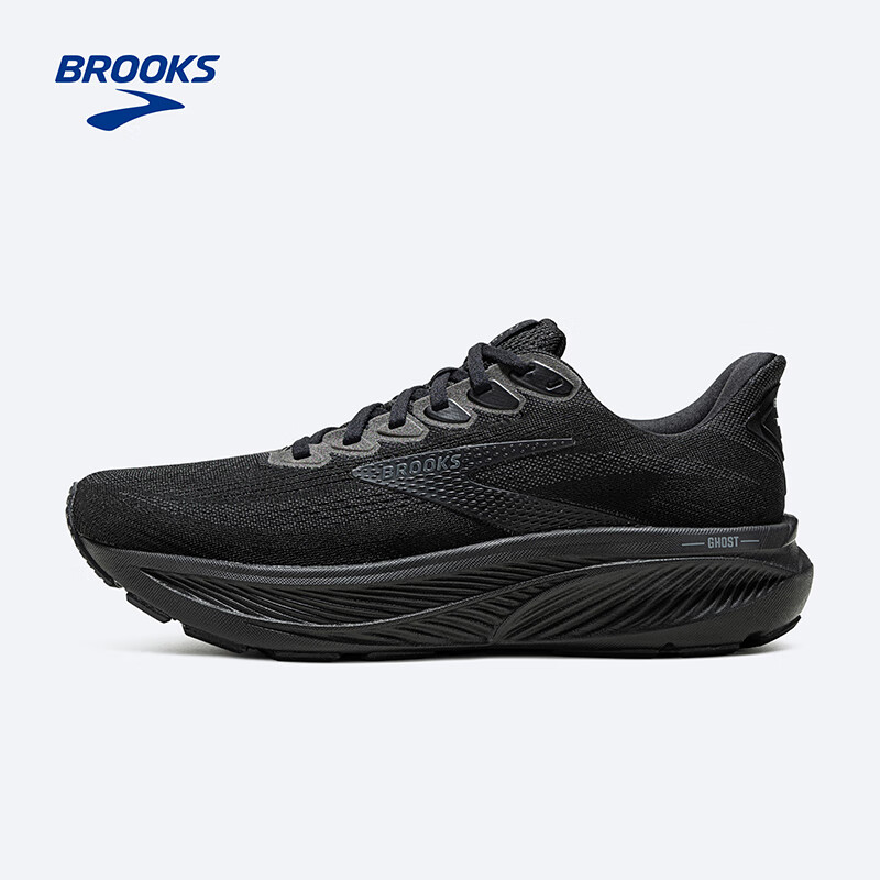 布鲁克斯（BROOKS）GHOST幽灵17 跑鞋男女透气缓震运动跑步鞋 男款 黑色/黑色/乌木色 42.5