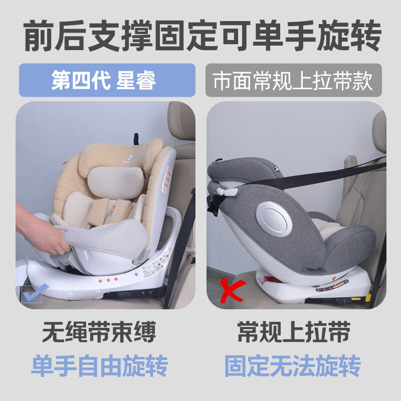 bebelock儿童安全座椅汽车用0-4-12岁婴儿宝宝360旋转车载可坐可躺i-Size 太空灰-标准款【单手旋转+抗翻转】