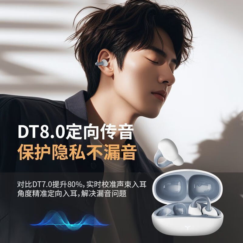 SLUB蓝牙耳机耳夹式骨传导CORO无线轻量款开放式重低音游戏音乐运动跑步降噪挂耳适用苹果安卓通用 【双模式切换|全景环绕音效】白
