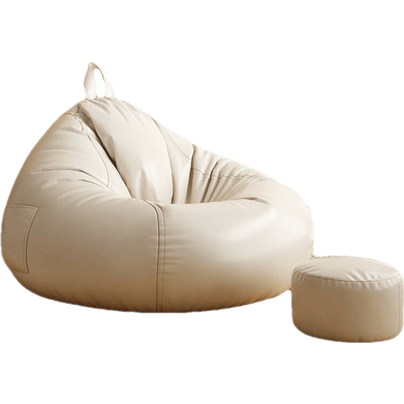 米昊 懒人沙发科技布豆袋可躺可睡小户型卧室客厅休闲椅创意阳台榻榻米 【沙发+脚蹬+毛毯】奶白色(110*130cm)