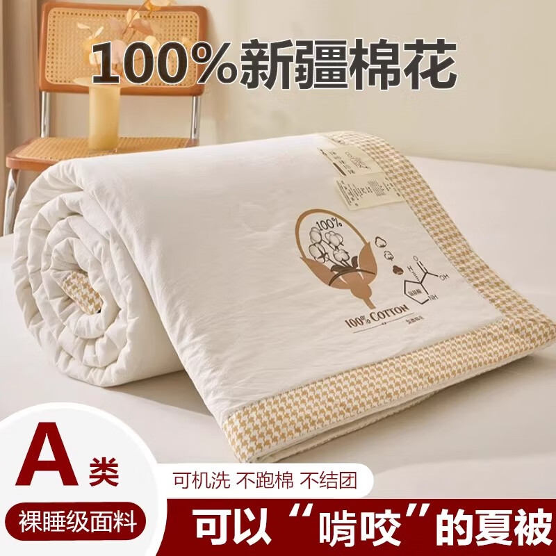 拉夏贝尔（La Chapelle）夏季夏凉被空调被非全棉纯棉夏被可机洗抗菌被子凉被薄款棉被芯 棉语-云白【亲肤透气 适合裸睡】 150x200cm夏被【无异味 放心睡】