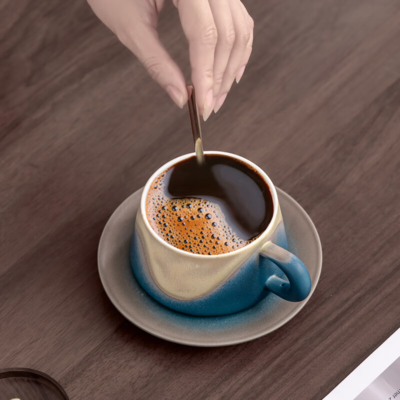 黄乾堂陶瓷咖啡杯情侣杯碟套装高颜值马克对杯结婚礼物伴手礼情人节礼物 见山咖啡杯-橙(简易礼盒)