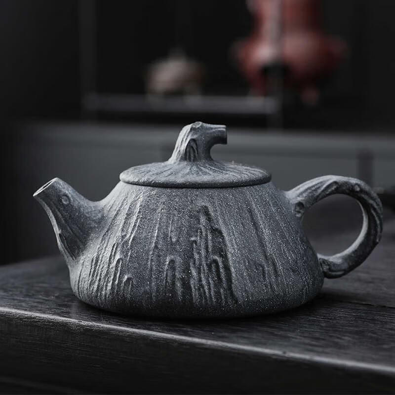 樸圖（PUTU）冰磧巖茶壺中式手工石瓢壺家用泡茶單壺天然養(yǎng)生石茶壺功夫石茶具 樹(shù)樁石瓢壺_ 180ml