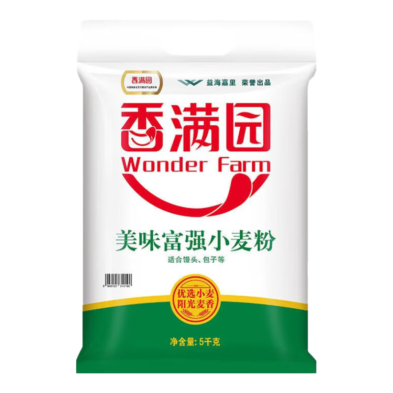 香滿(mǎn)園美味富強粉5kg/袋裝中筋面粉家用通用小麥粉烹飪面條包子餃子饅頭 5kg