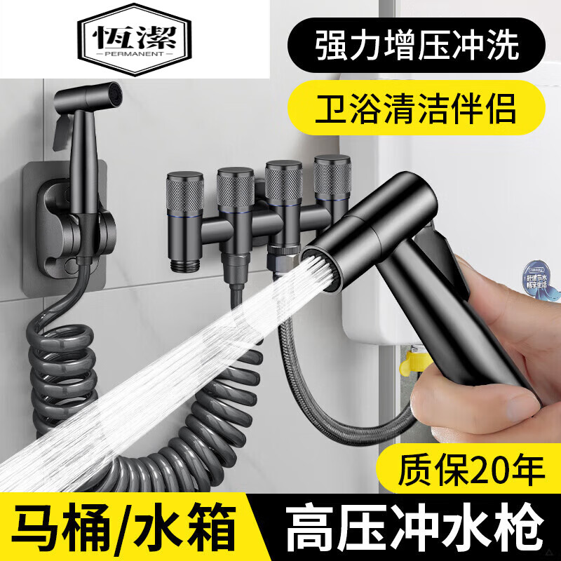 恒潔（HEGII）德國馬桶噴水槍馬桶伴侶一進(jìn)二出全銅角閥套裝沖洗器高壓噴槍 槍 槍灰一進(jìn)四出沖洗噴槍套裝