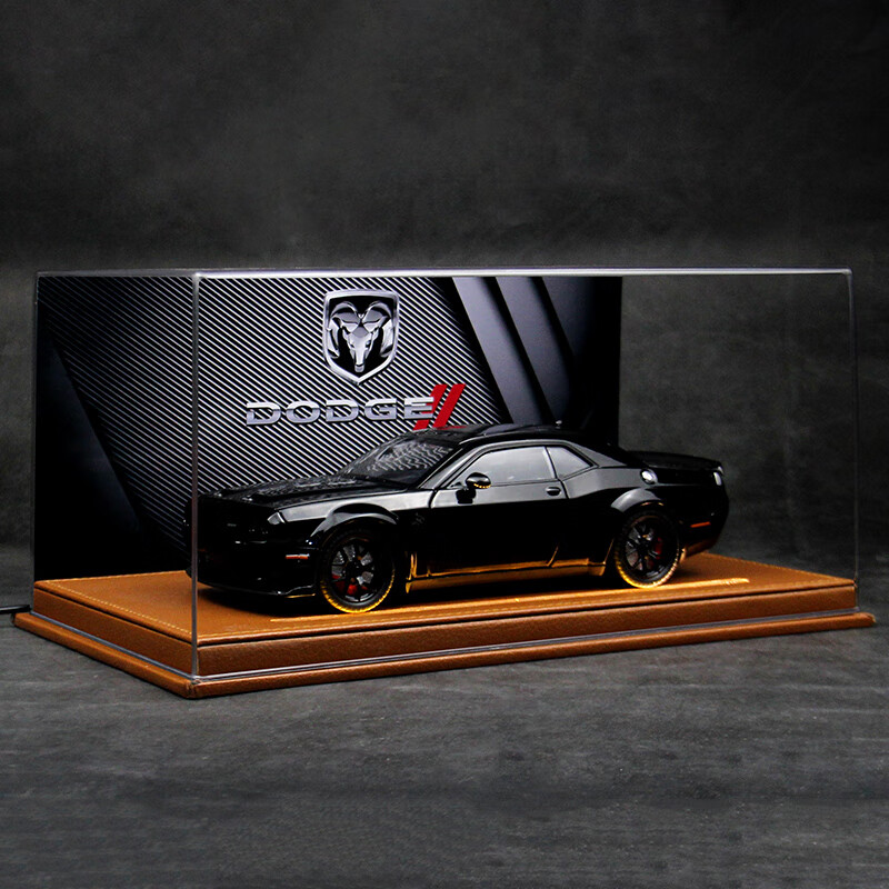 帝藍(lán)尼（DILANNI）地獄貓車模1:18限量地獄貓合金跑車美式肌肉車仿真辦公家居擺件收 1:24黑色道奇地獄貓+高檔燈光皮