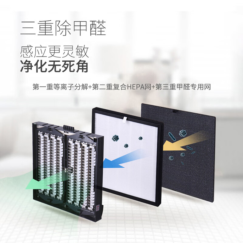 川腾无耗材空气净化器家用除甲醛二手烟PM2.5室内卧室内异味紫外线杀菌智能负离子可水洗 旗舰款无耗材+滤网复合顶配款白色