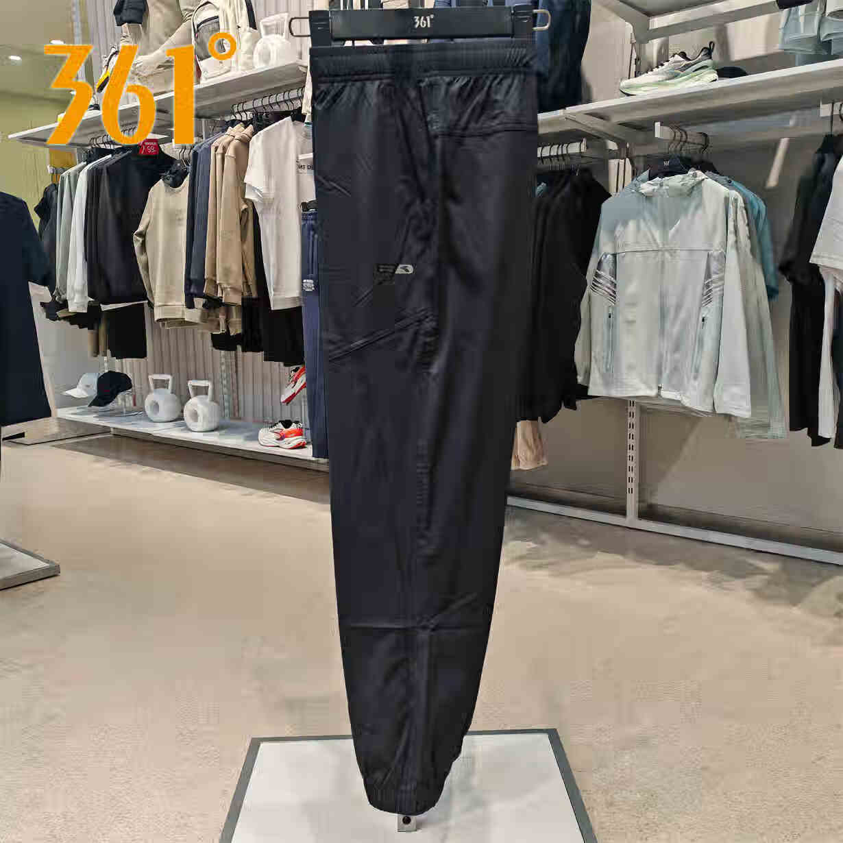 361°運動褲男2025夏季新款冰絲透氣九分褲361束腳跑步長褲男552524713 超級黑 M