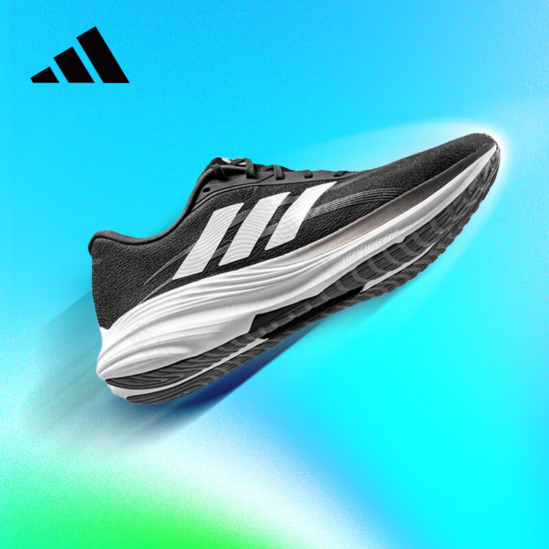 阿迪达斯（adidas）男女鞋春夏竞速训练体考透气网面缓震跑步鞋 一号黑 42.5
