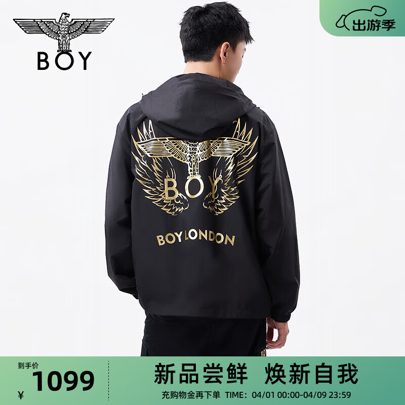 BOY LONDON【金烏神羽】25新款春夏情侶款潮牌休閑梭織外套N23800 黑色 S