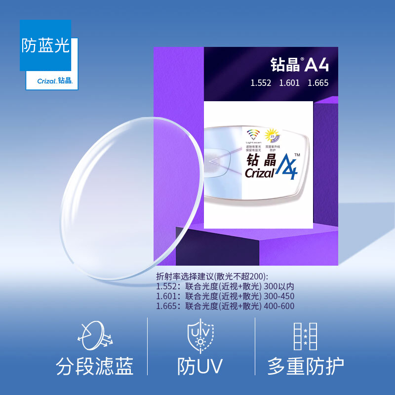 雷蒙迪克(RAYMDIC)纯钛光学架专业配近视眼镜【镜框+镜片】配镜套餐定制专用 (下单备注镜框款色) 镜框+依视路1.601钻晶A4防蓝光