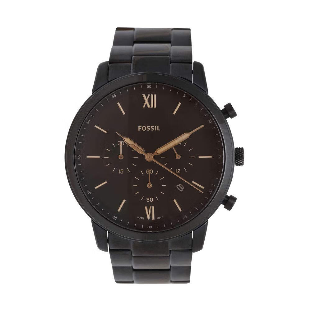 Fossil Men's Neutra Quartz Stainless Steel and Brown Dial Black, Brown Dial 44MM