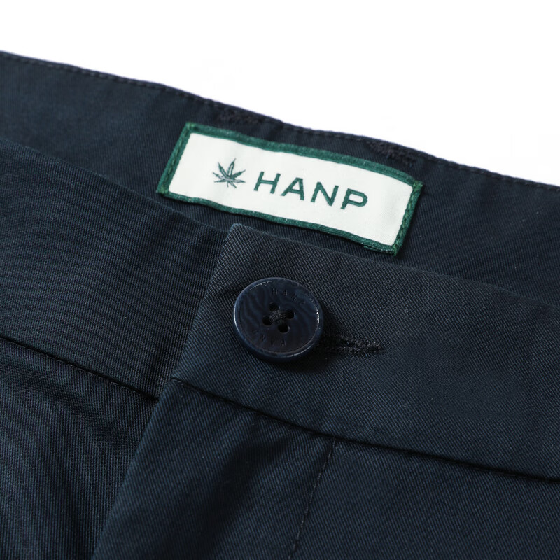汉麻世家(HANP)春夏男士直筒休闲商务丝绵弧腰水洗混纺休闲裤 夜雨蓝 35