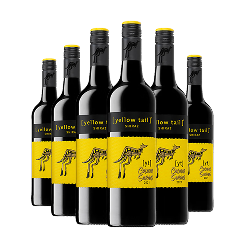 黄尾袋鼠（Yellow Tail）缤纷系列红酒 西拉红葡萄酒 750ml*6瓶 智利版整箱装原瓶进口红酒