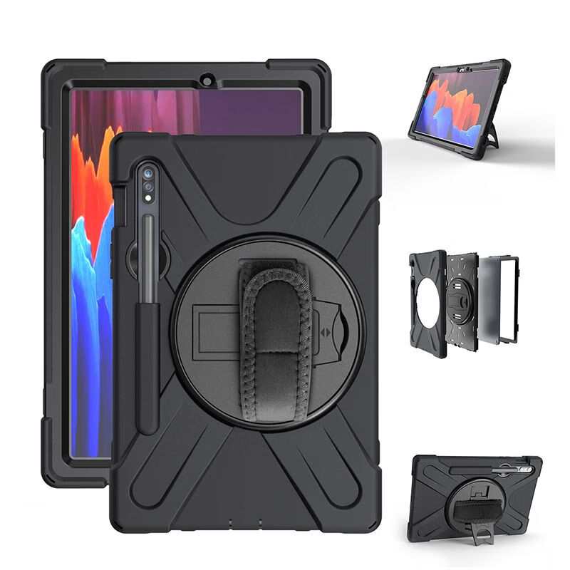KPAY三星Tab A7保护套S7/S7+/S6 Lite保护壳S5e硅胶套Galaxy Tab A10 爵士黑手托钢化膜 三星TabA710.4英寸T500T505无笔